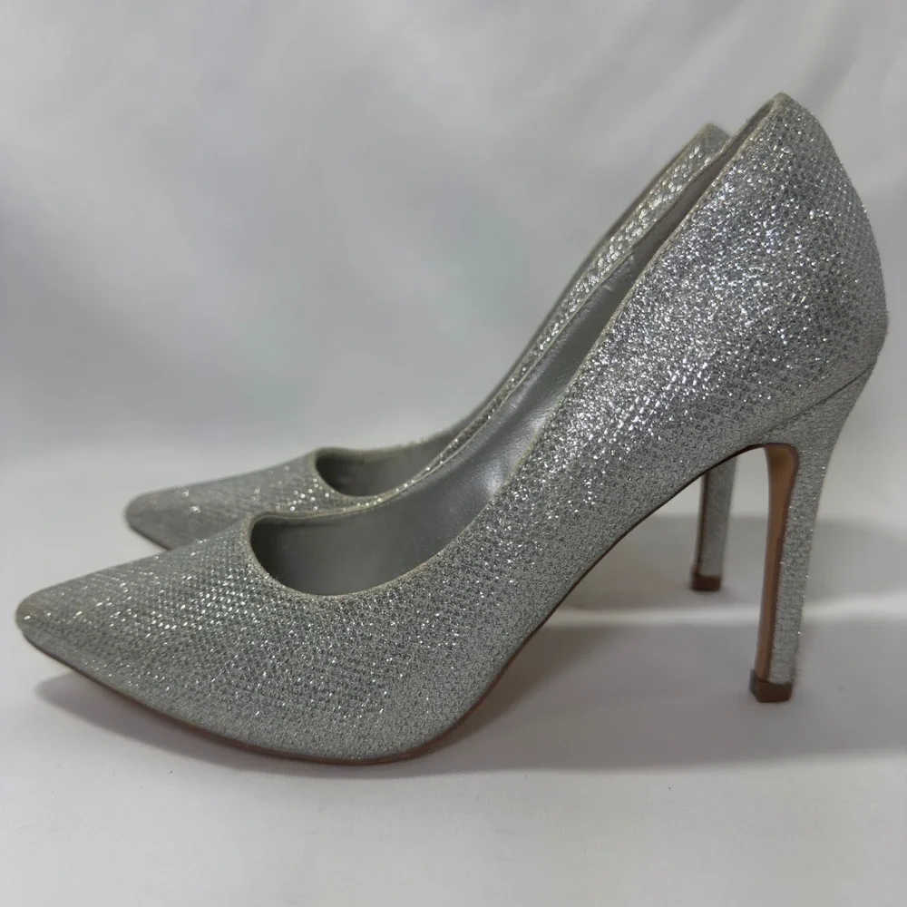 Dream Pairs CHRISTIAN Silver Glitter Pointed Toe Stiletto Heels Women's‎ Size 8